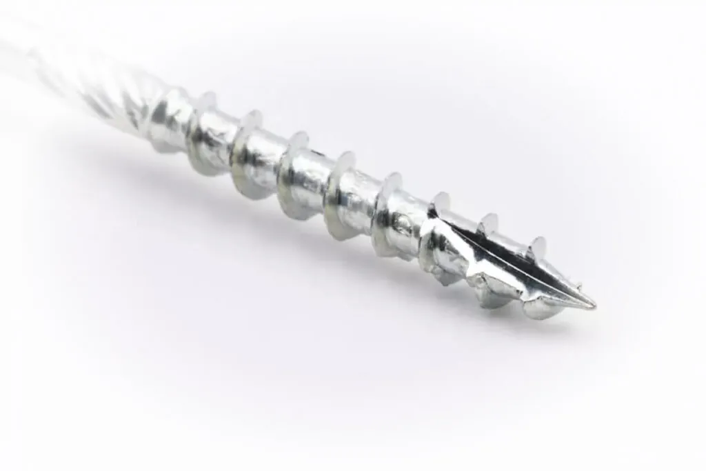 Type 17. screw closeup on a white background showing the fluted tip of the screw