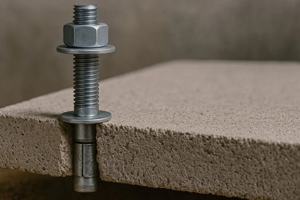 Cutaway View of an anchor bolt installed in concrete - Anchor Bolts