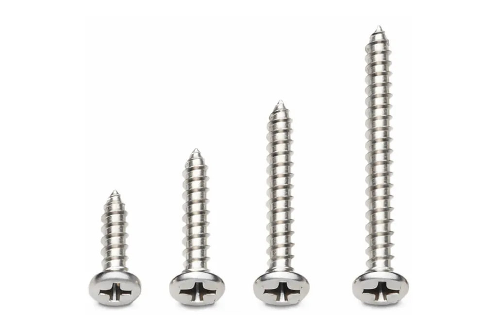 This image shows a line of aluminum compatible stainless steel screws