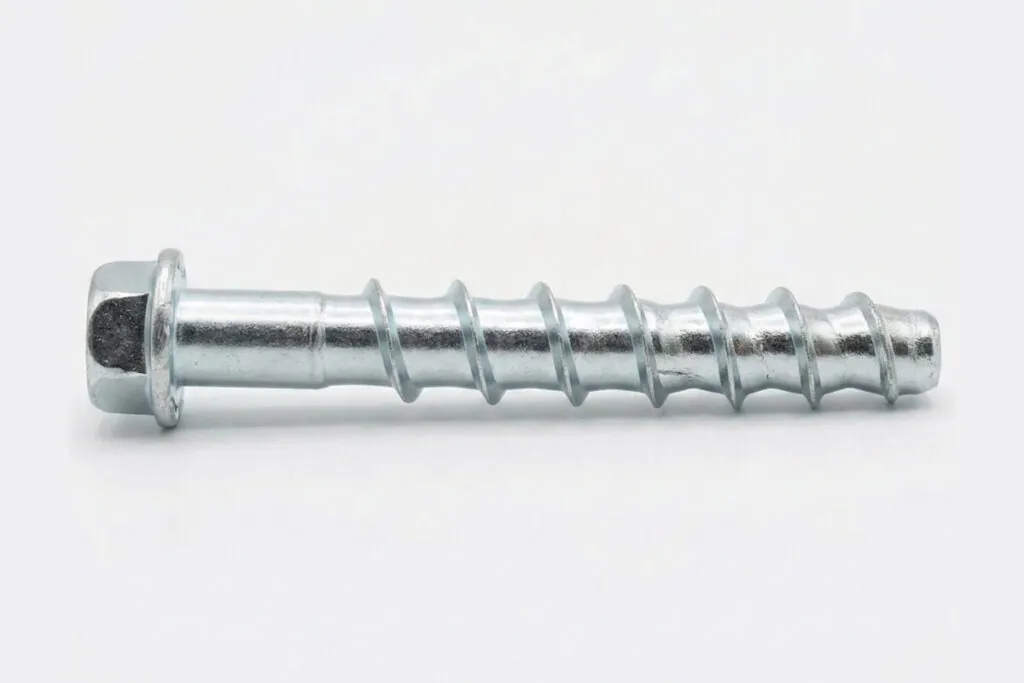 This image shows a concrete anchor screw on a white background